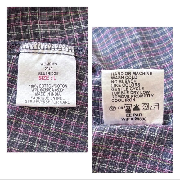 Woolrich purple grey gray pink plaid flannel button front long sleeve shirt - Picture 10 of 16